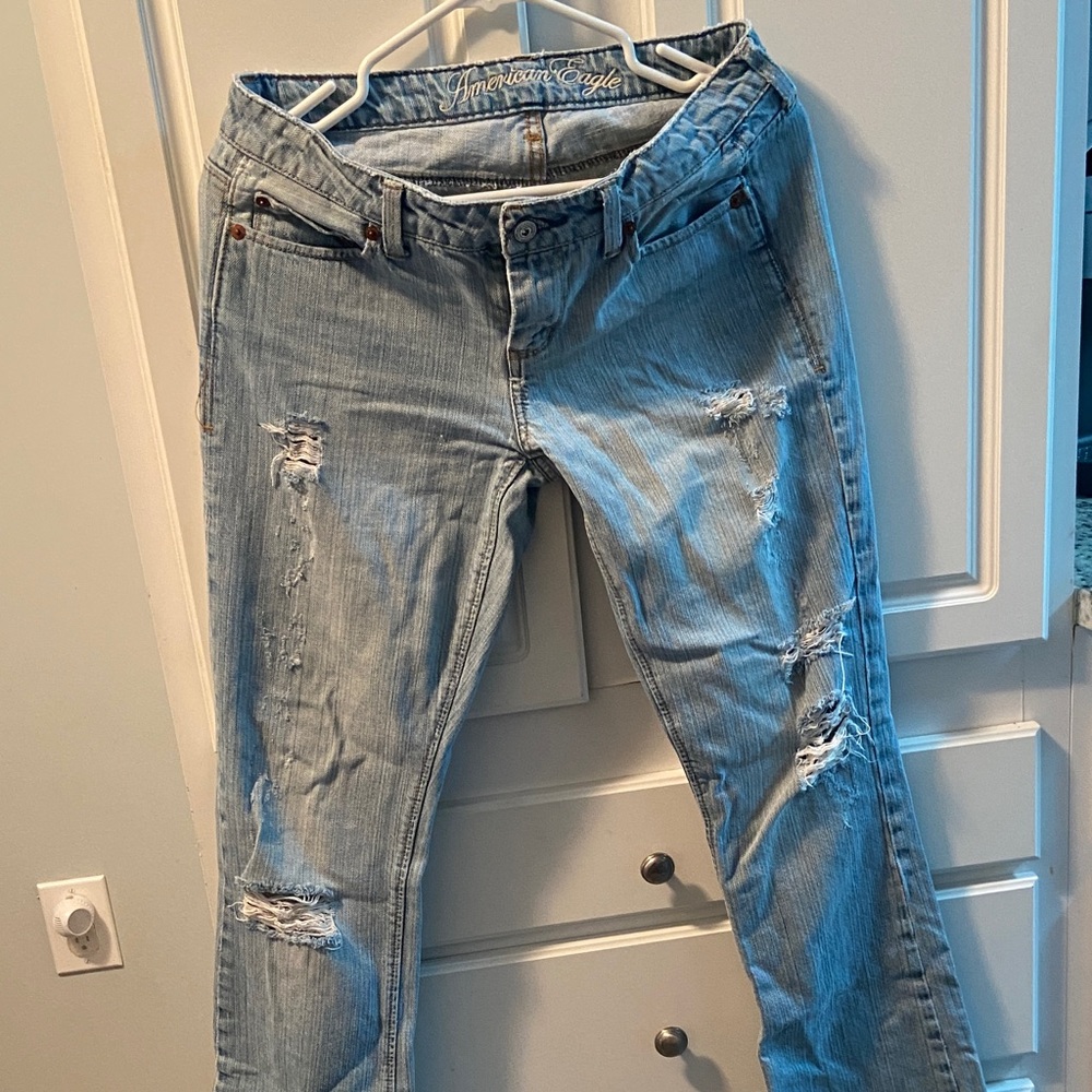 American Eagle Outfitters Light Wash Distressed flared boot Jeans